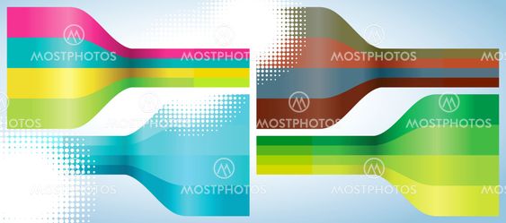 Set of four multicolor lines abstract background