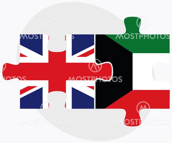 United Kingdom and Kuwait Flags
