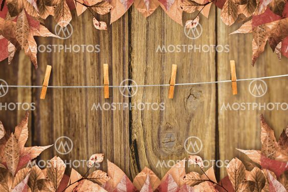 Composite image of autumn leaves pattern