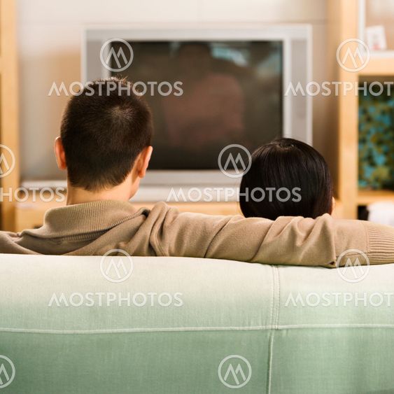 Couple watching TV.