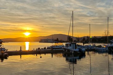 Sunset view of the port of Sozopol, Bulgaria