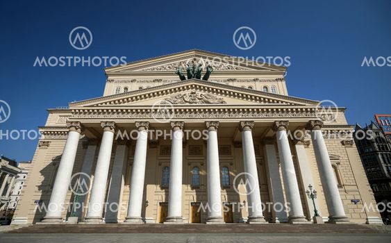 Bolshoi Theatre a historic theatre in Moscow, Russia, designed by architect Joseph Bove, which holds performances of ballet and opera. on August 09,2013 in Moscow,Russia