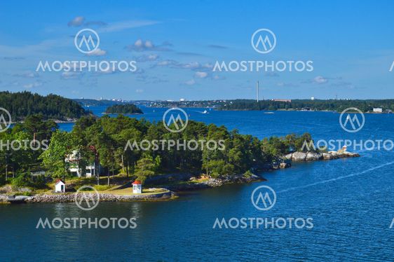 Swedish settlements on islets of Stockholm Archipelago in Baltic Sea, Sweden