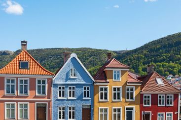 Colourful house facades in Bergen, Norway