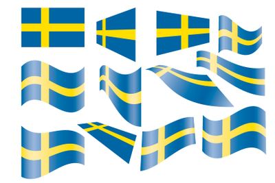 set of Swedish flags