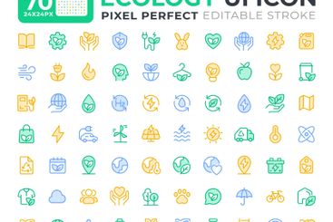 Ecology duotone color ui icons set