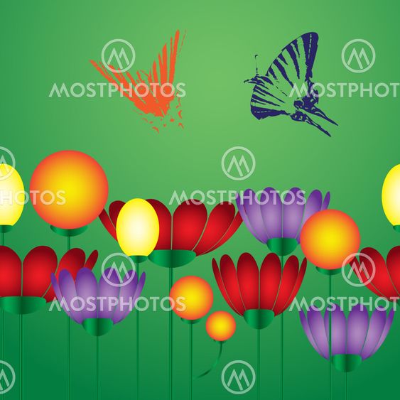 flowers and butterfly eps10