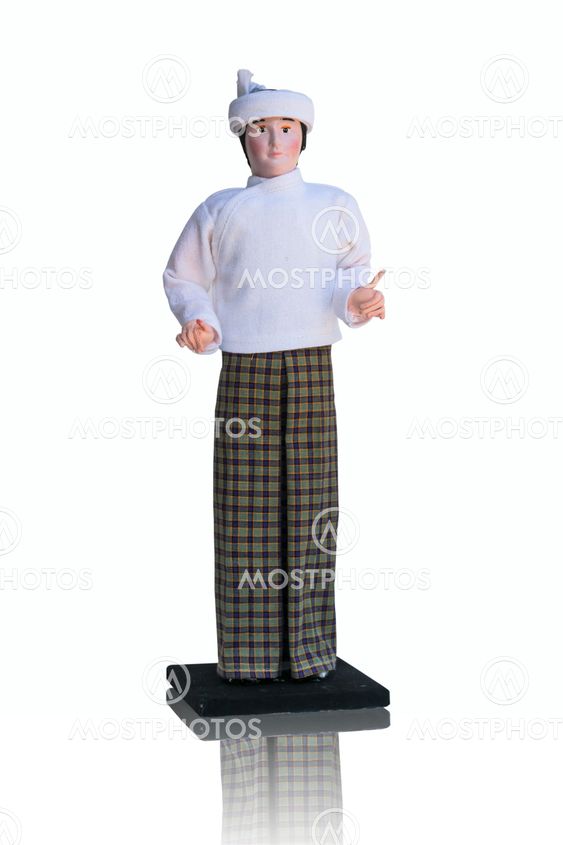 Male dolls dressed in national costume of Myanmar