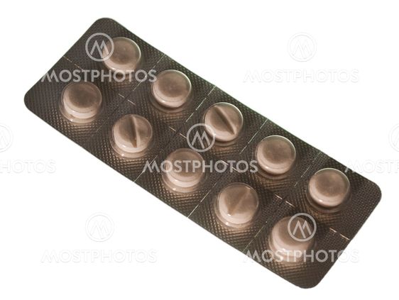 Medication in strip packing (white background)