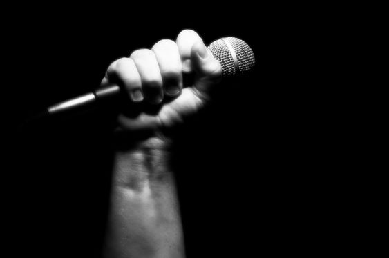 Grayscale Microphone in Fist