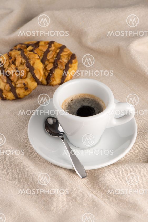White coffee cup with coffee