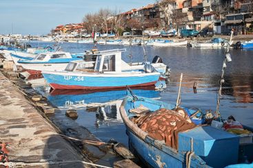 Sunset panorama of the port of Sozopol, Bulgaria