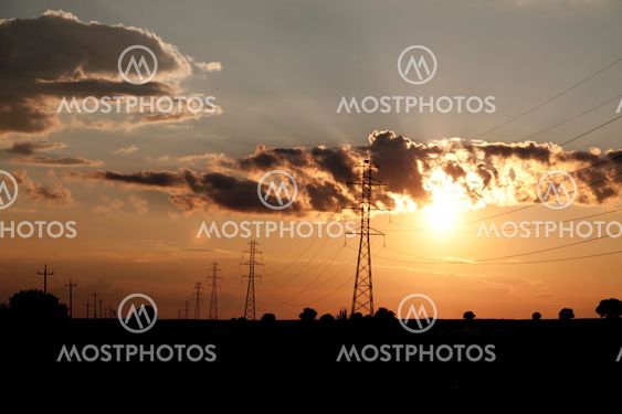 landscape with high tension wires