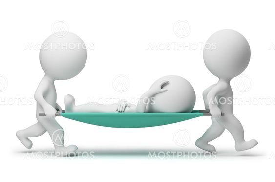 3d small people - doctors carrying the patient