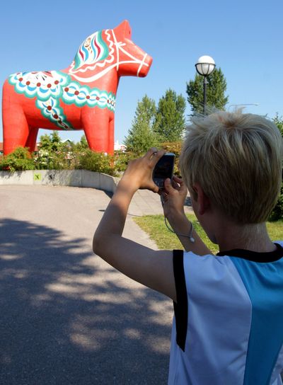 Avesta pojke fotograferar dalahästen
