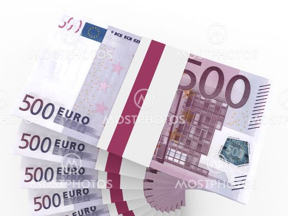 Stacks of money. Five hundred euros.