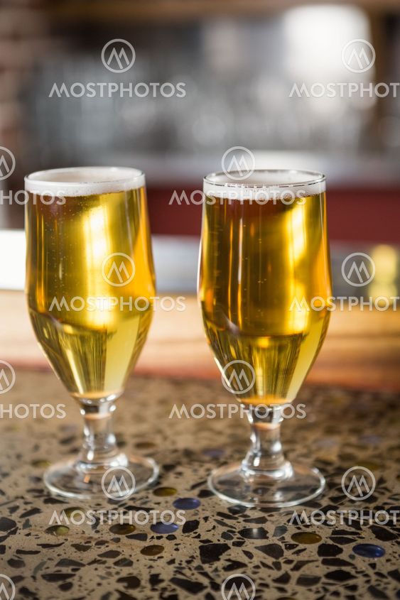 View of two pints of beer