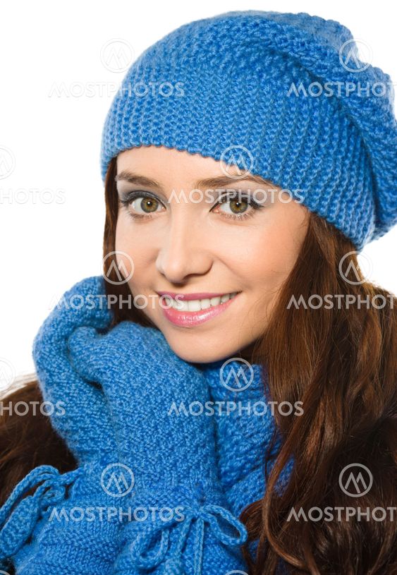 Young happy woman wearing winter cloth