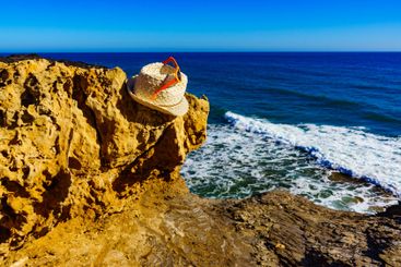 Coast landscape with summer hat, Spain.