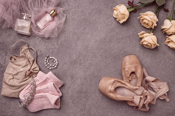 Vintage still Life with roses and Ballet Shoes