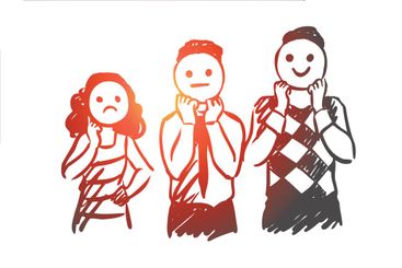 People, mask, expression, moody, face concept. Hand...