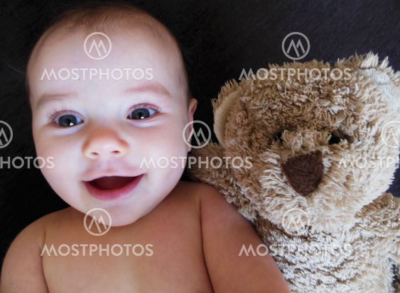 baby and teddy bear