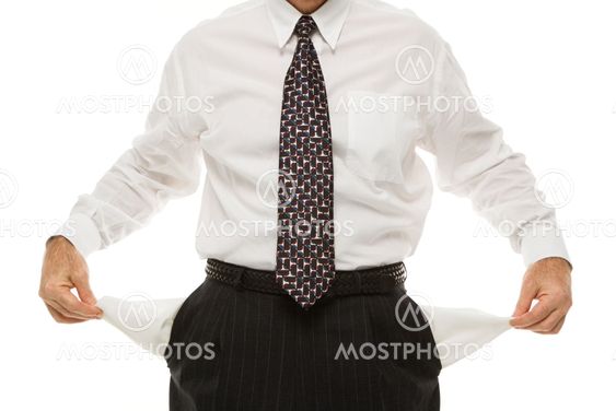 Businessman empty pockets.