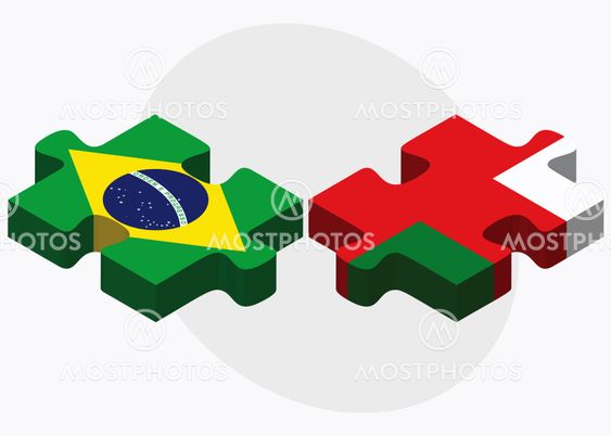 Brazil and Oman Flags