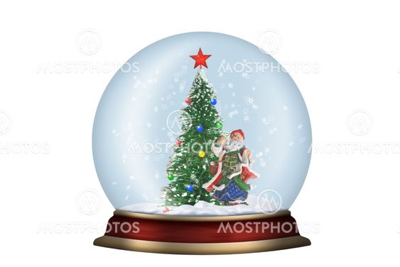 Lasi pallo fir-puussa ja eristetty santa