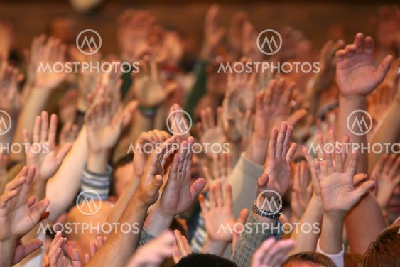 raised up a human hands at the event