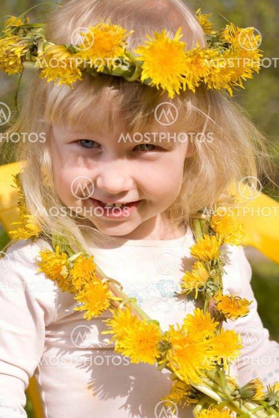 little girl in flower wreath