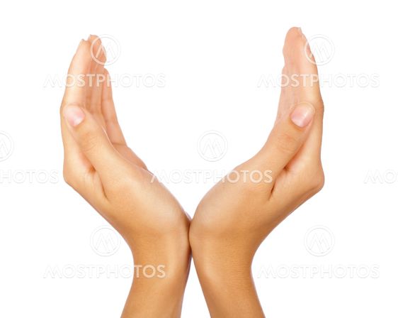 Cupped hands of a beautiful female
