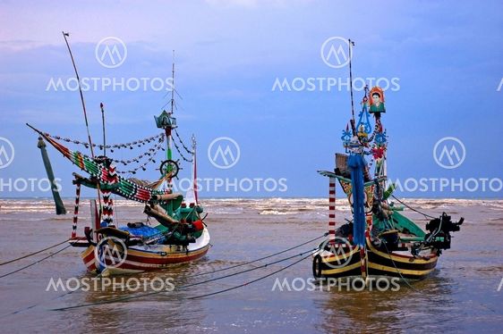 Traditional Asian fishing boats