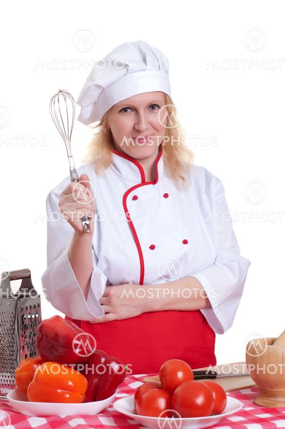 attractive woman cooks