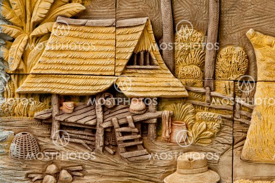 native molding art on wall in thai style
