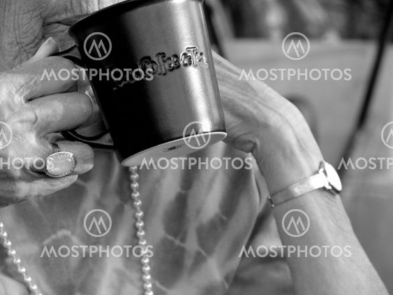 Drinking coffee
