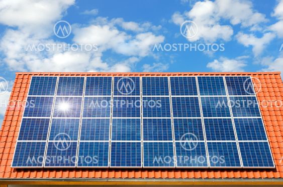 Solar panel on a roof