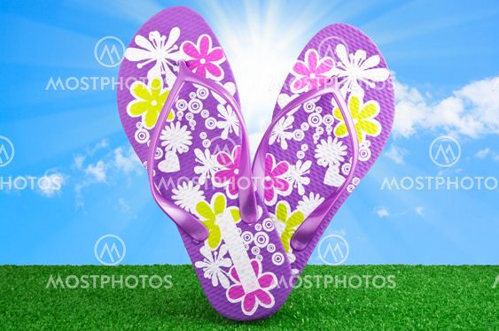 flip flops on the summer sky