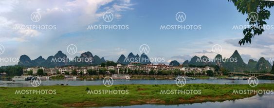 Evening on the River Lee in the village of Yangshuo,