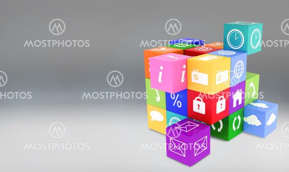Composite image of app cube