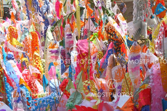 Color paper flag for Buddha worship