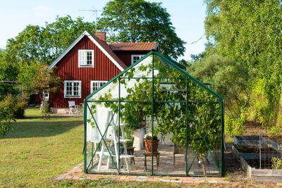 Traditional red wooden house on the island of Öland
