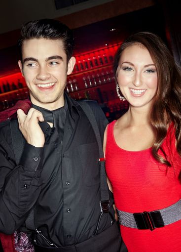 Nightclub, smile and couple at party together for...