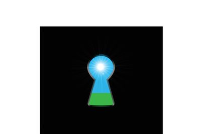 Keyhole with light inside. Ecological concept, natural...