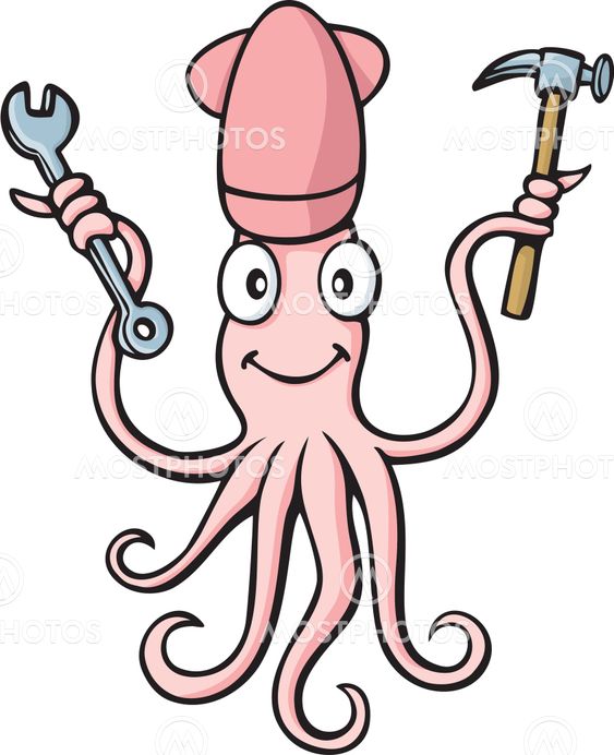 Squid handyman cartoon