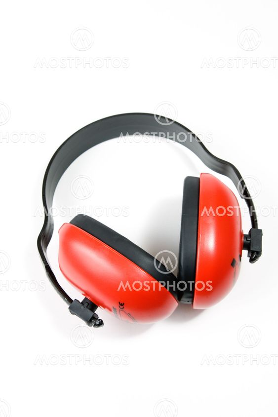 Hearing protection earmuffs on white background