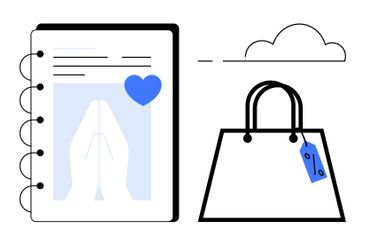 Notebook with Heart Icon and Tote Bag with Price Tag...