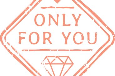 Vintage pink stamp featuring diamond and heart icons,...