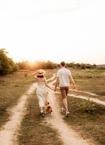 Imagine a romantic stroll hand in hand with your dog on...