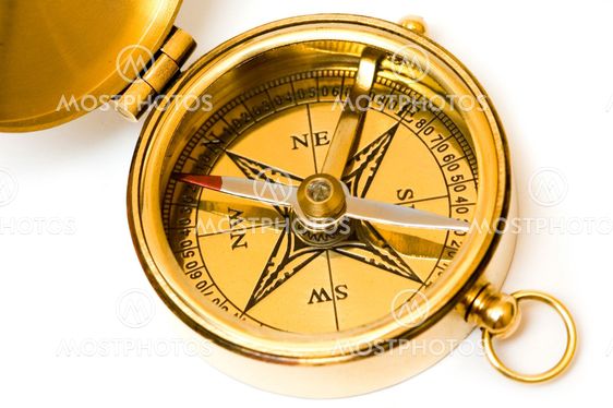 Old style brass compass